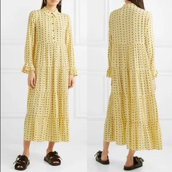 Ganni Dresses & Skirts - Ganni Floral Crêpe maxi Dress yellow sz 40